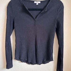 BP Black Ribbed Long Sleeve Top